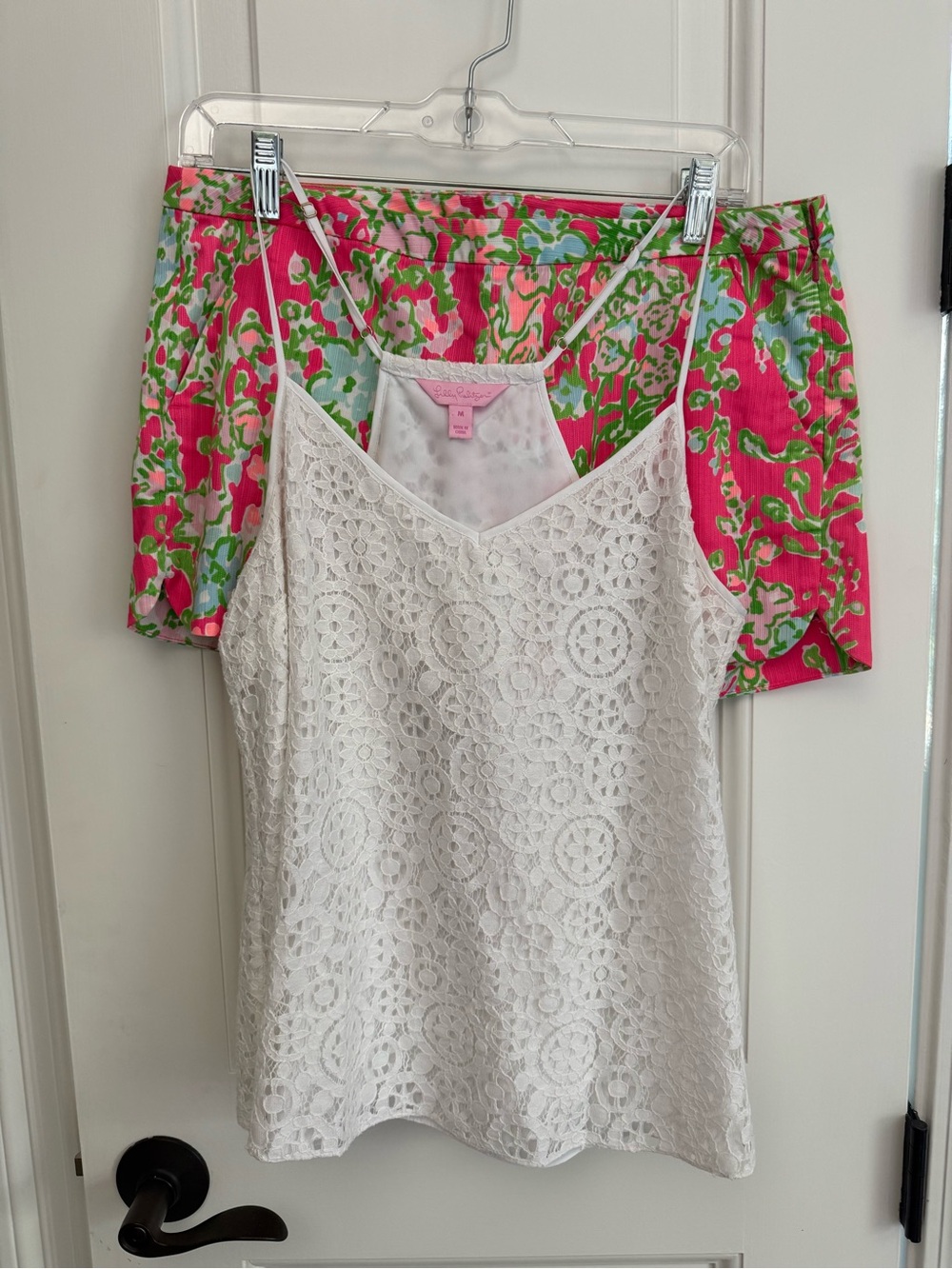 Lilly Pulitzer White Lace Camisole with Southern Charm Shorts🩷🩷